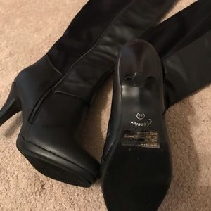 Forever Shoes - Forever Tall Black Heeled Boots Size 7 1/2 Forever Shoes - Forever Tall Black Heeled Boots Size 7 1/2